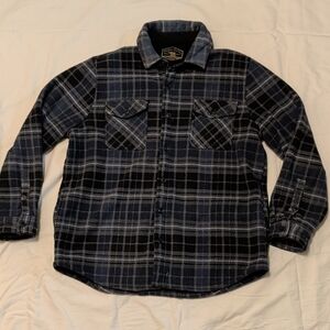 Blue and Black Plaid Flannel Shirt